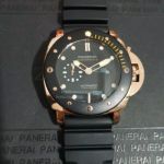 Best Quality Replica Panerai Luminor Submersible Black Face Rose Gold Case Watch 47MM 